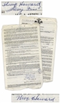 The Three Stooges 1951 Signed Contract With Their Agent, With Shemps Signature